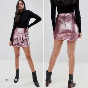 Glamorous Matte Pink Sequin Mini Skirt